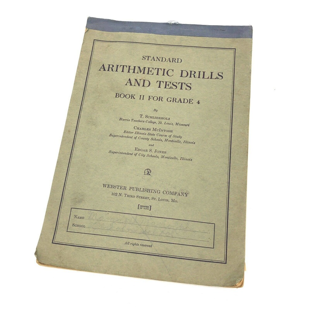 Standard Arithmetic Drills Tests Webster Publishing Company 1928 Vintage Prop